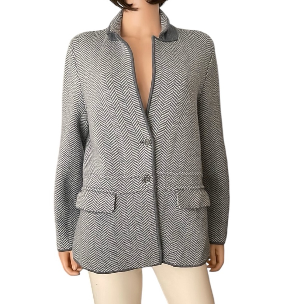 Talbots Plus Double Faced Gray Houndstooth Merino… - image 1